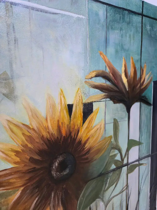’Autumn Sunflowers’30’’ x 24’’ x1.5 ’ Gallery Wrapped Canvas Original Mixed Media Oil Painting. $650 painting