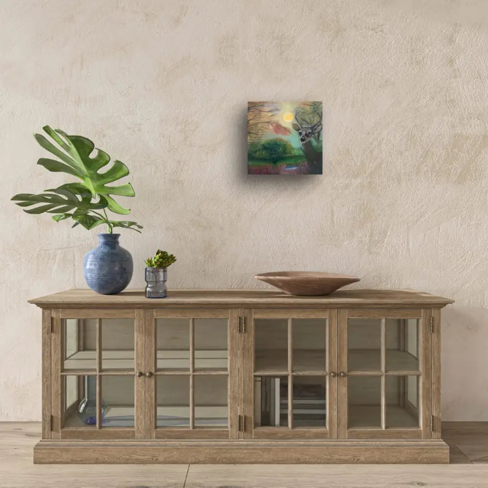 ’Deer in Twilight’ Original mixed media oil painting 12’’x12’’x1.5 $35 painting