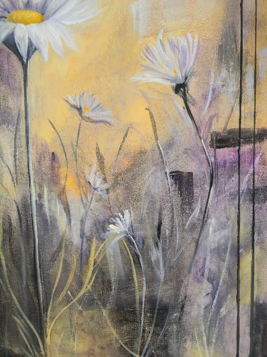 ’Delightful Daisies’ Original Mixed Media Oil Painting $750 painting