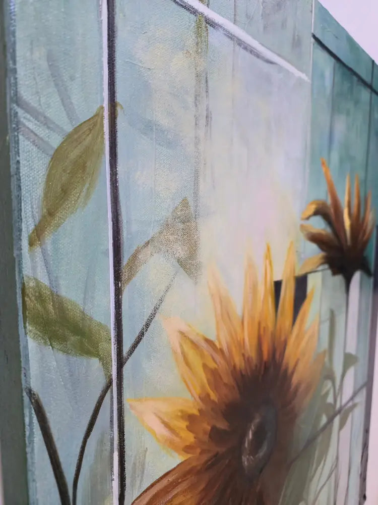 ’Autumn Sunflowers’30’’ x 24’’ x1.5 ’ Gallery Wrapped Canvas Original Mixed Media Oil Painting. $650 painting