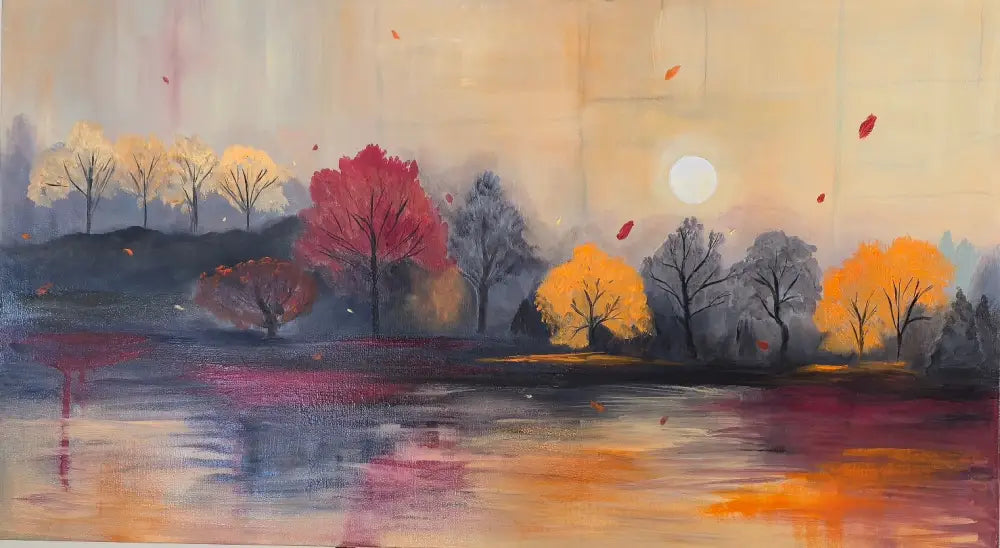 ’Autumn’s Gentle Serenade’ 20’’ x 36’’ x 1.5’’ Original Mixed Media Oil Painting $650 painting
