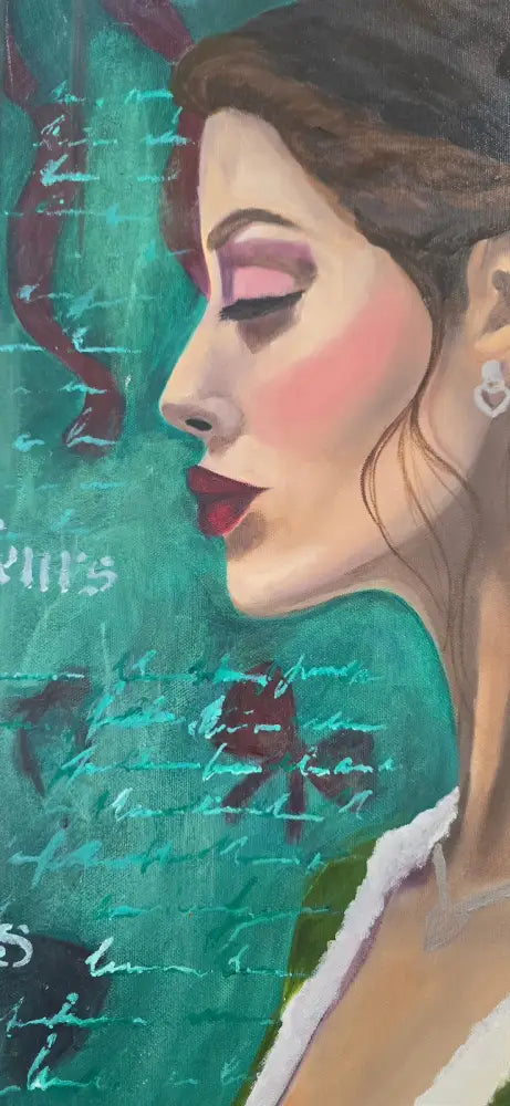 ’Belle’ Original mixed media oil painting 40’’x10’’x2.5’’ $200 painting