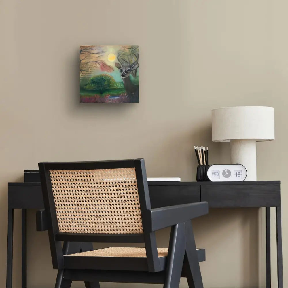 ’Deer in Twilight’ Original mixed media oil painting 12’’x12’’x1.5 $35 painting