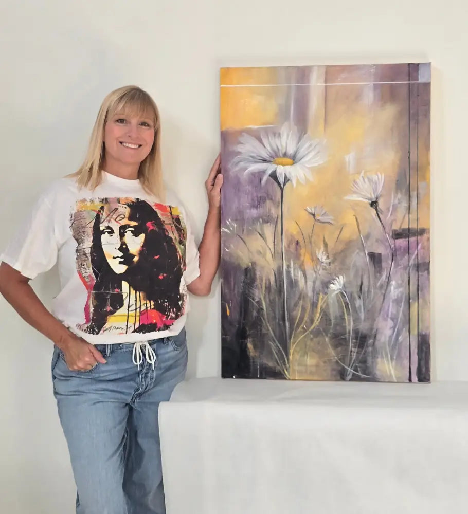 ’Delightful Daisies’ Original Mixed Media Oil Painting $750 painting