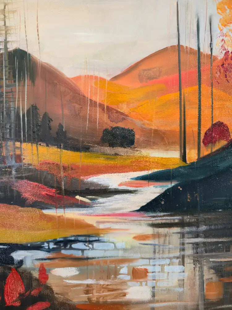 ’Journey Through Autumn’ Original Mixed Media oil painting ’11x14’’x1.5’’ $35 painting