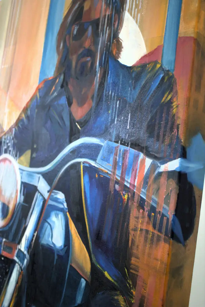 ’Keeping The Rubber Side Down’ 36’’x 28 x 2.5’’ Original Mixed Media Oil painting $3024 painting