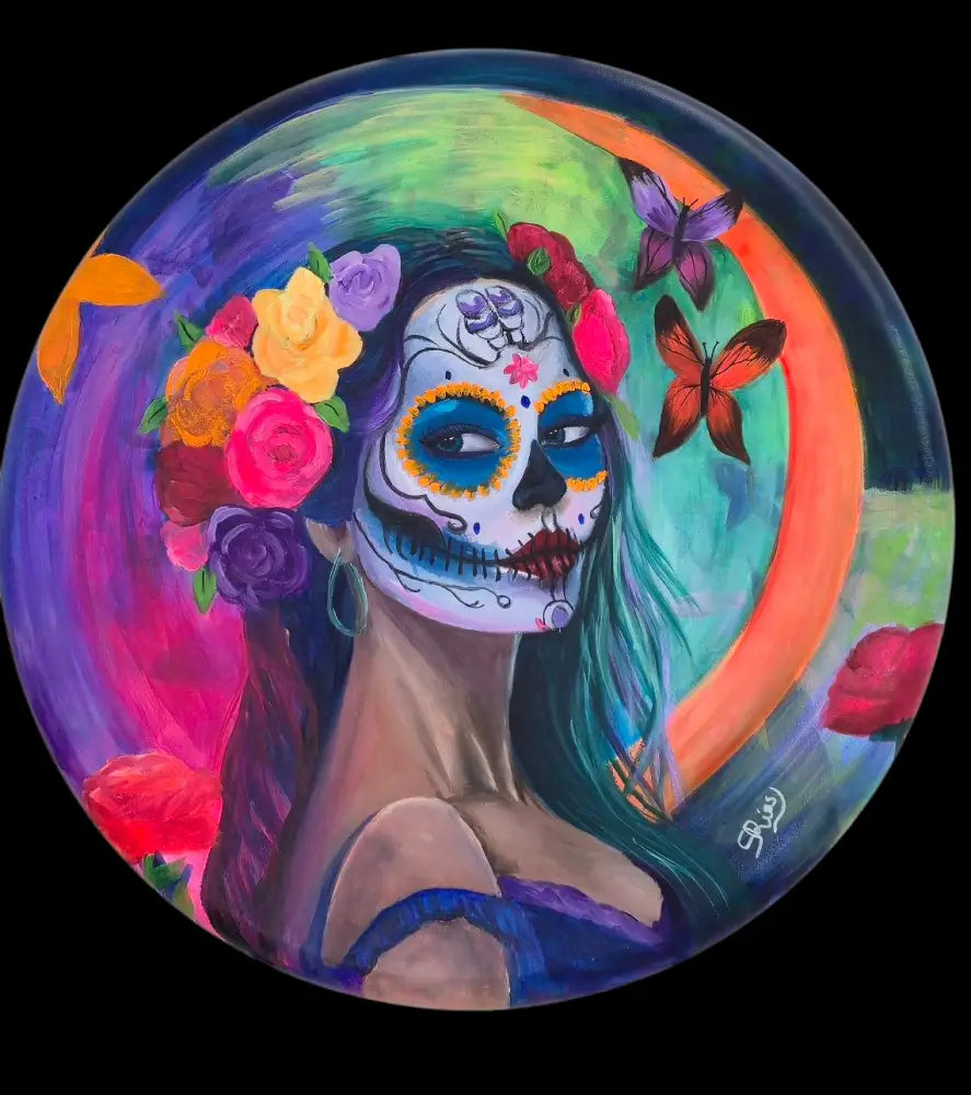 ’Mystical Beauty’ 24’’ Round Convexo Canvas Mixed Media Original Oil Painting $375 painting