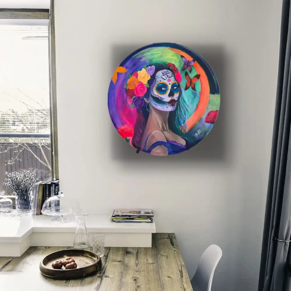 ’Mystical Beauty’ 24’’ Round Convexo Canvas Mixed Media Original Oil Painting $375 painting