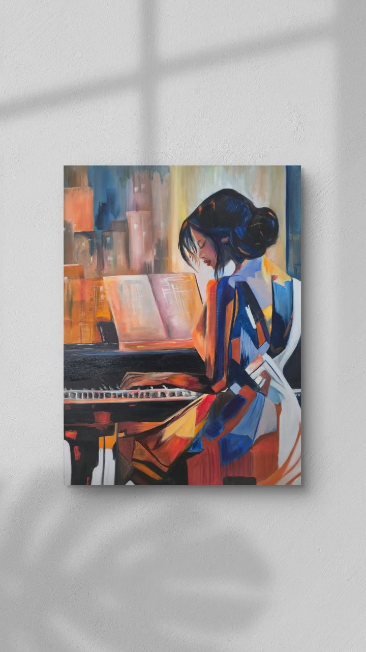 "Musical Cadence" Original mixed media oil painting 21"x28"x2.5" $1764