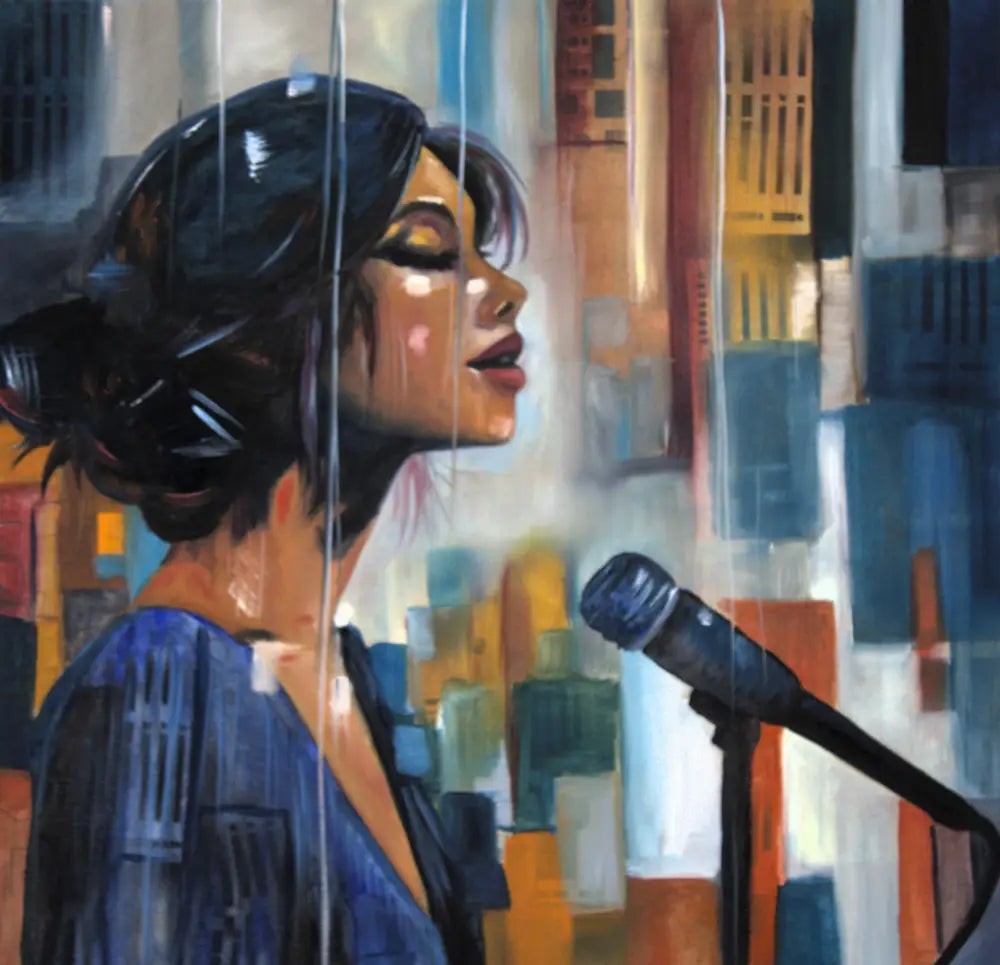 ’Rooftop Serenade’ 22x22x2.5 Original mixed media oil painting $1452 painting