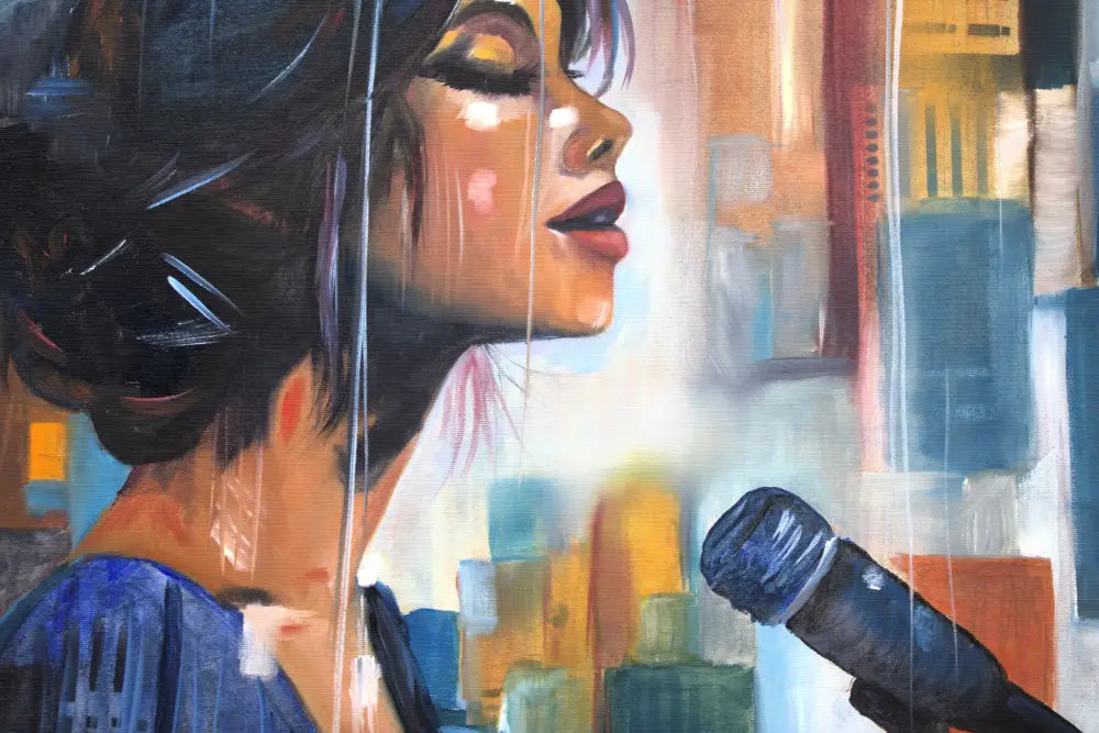 ’Rooftop Serenade’ 22x22x2.5 Original mixed media oil painting $1452 painting