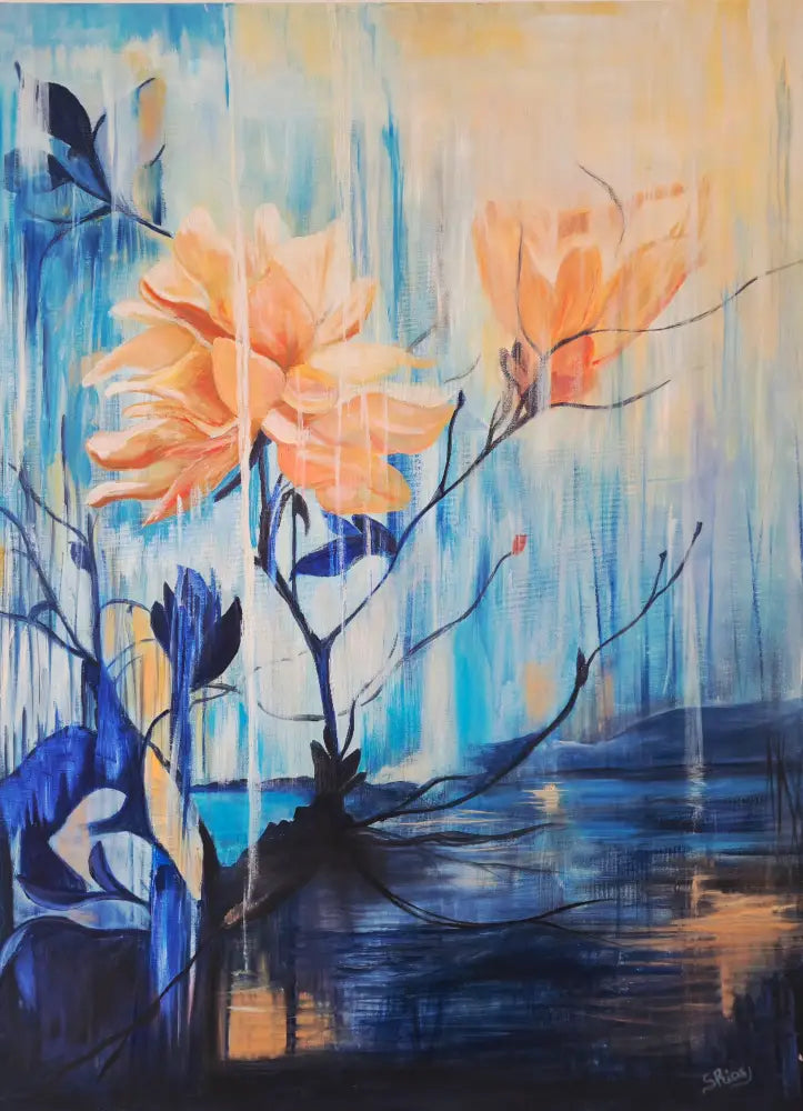 ’The Lonely Blossom’ Original Mixed Media Oil Painting 44’’x 33’’x 1.5’’ Gallery wrapped canvas $1000 painting