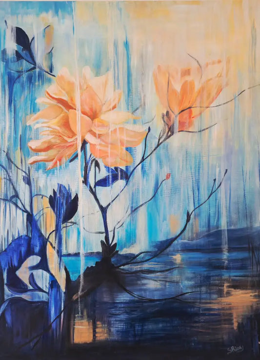 ’The Lonely Blossom’ Original Mixed Media Oil Painting 44’’x 33’’x 1.5’’ Gallery wrapped canvas $1000 painting
