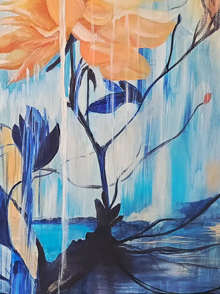 ’The Lonely Blossom’ Original Mixed Media Oil Painting 44’’x 33’’x 1.5’’ Gallery wrapped canvas $1000 painting