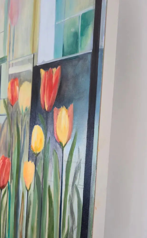 ’Tulip Garden’ Original mixed media oil painting on 24’’x 18’’x 1.5’’ cradled Gesso board $275 painting