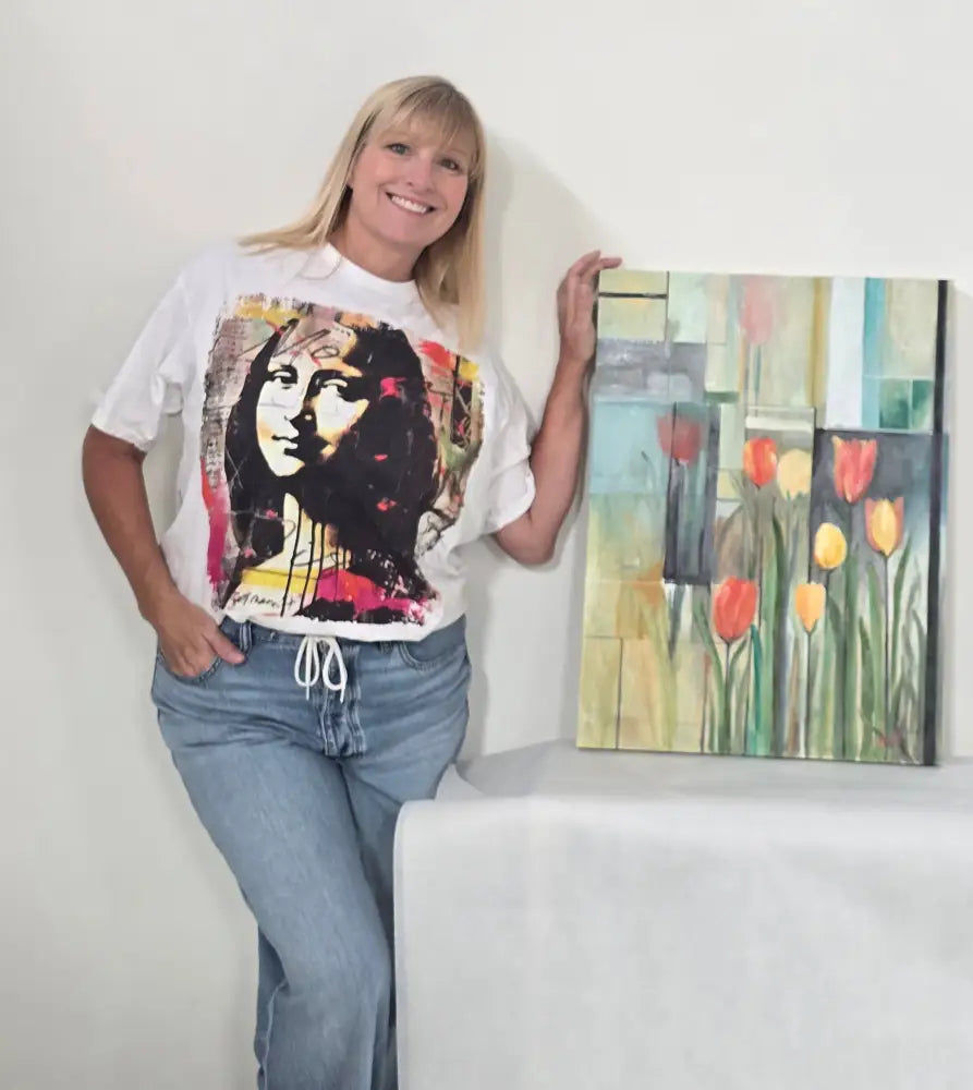 ’Tulip Garden’ Original mixed media oil painting on 24’’x 18’’x 1.5’’ cradled Gesso board $275 painting