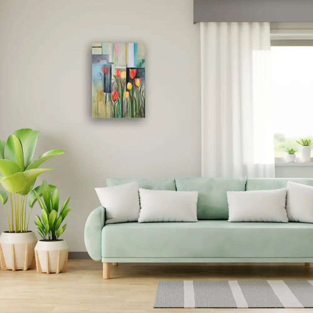 ’Tulip Garden’ Original mixed media oil painting on 24’’x 18’’x 1.5’’ cradled Gesso board $275 painting