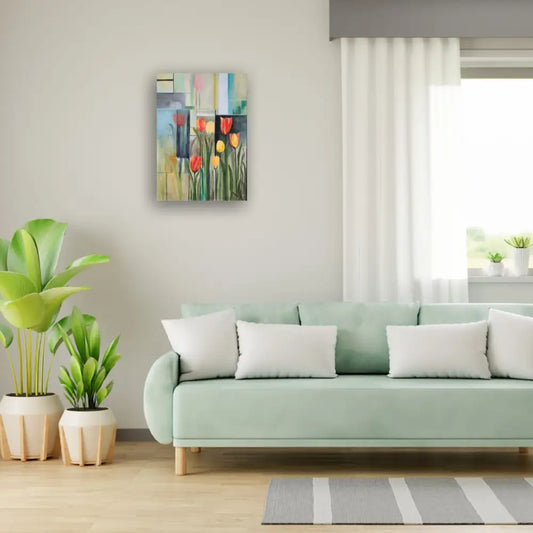 ’Tulip Garden’ Original mixed media oil painting on 24’’x 18’’x 1.5’’ cradled Gesso board $275 painting