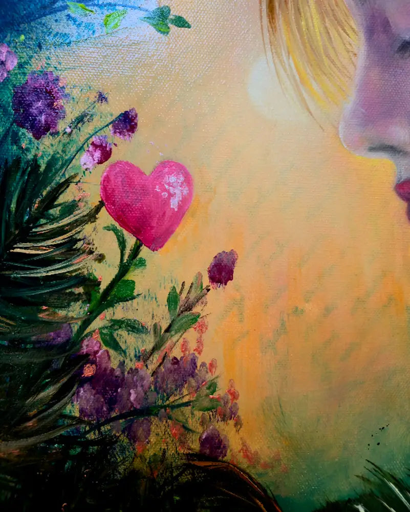 ’Watching My Heart Grow’ Original mixed media oil painting 12’’x12’’x1.5’’ $35 painting